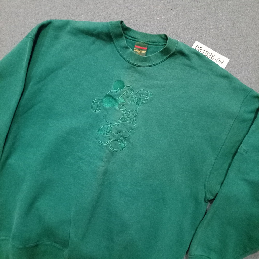 Vintage Cross Creek Mickey Mouse Golf Sweatshirt Green XL Made in USA Pullover
